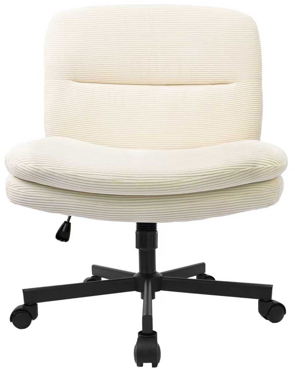 Durrafy Bureaustoel - Bureaustoel zonder Armleuningen - Ergonomische Bureaustoel - 360° Draaiwielen - Computerstoel - In Hoogte Verstelbaar - (90°-130°) Kantelbare Rugleuning - Voor Kantoor/Studeerkamer/Woonkamer/Eetkamer/ - Gebroken Wit (EAN: 078...