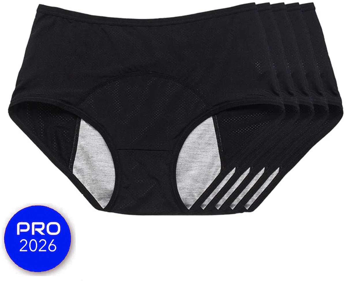 Vital Dry Ondergoed Dames Lekvrij - Naadloze High Waist Slip Voor Dames - Zwart - Maat M - Set Van 5 - Ultrazacht - Naadloos Ondergoed Dames - Seamless Ondergoed Dames - Invisible String - Dames Slip - Onzichtbaar Ondergoed (EAN: 8721325356932): E...