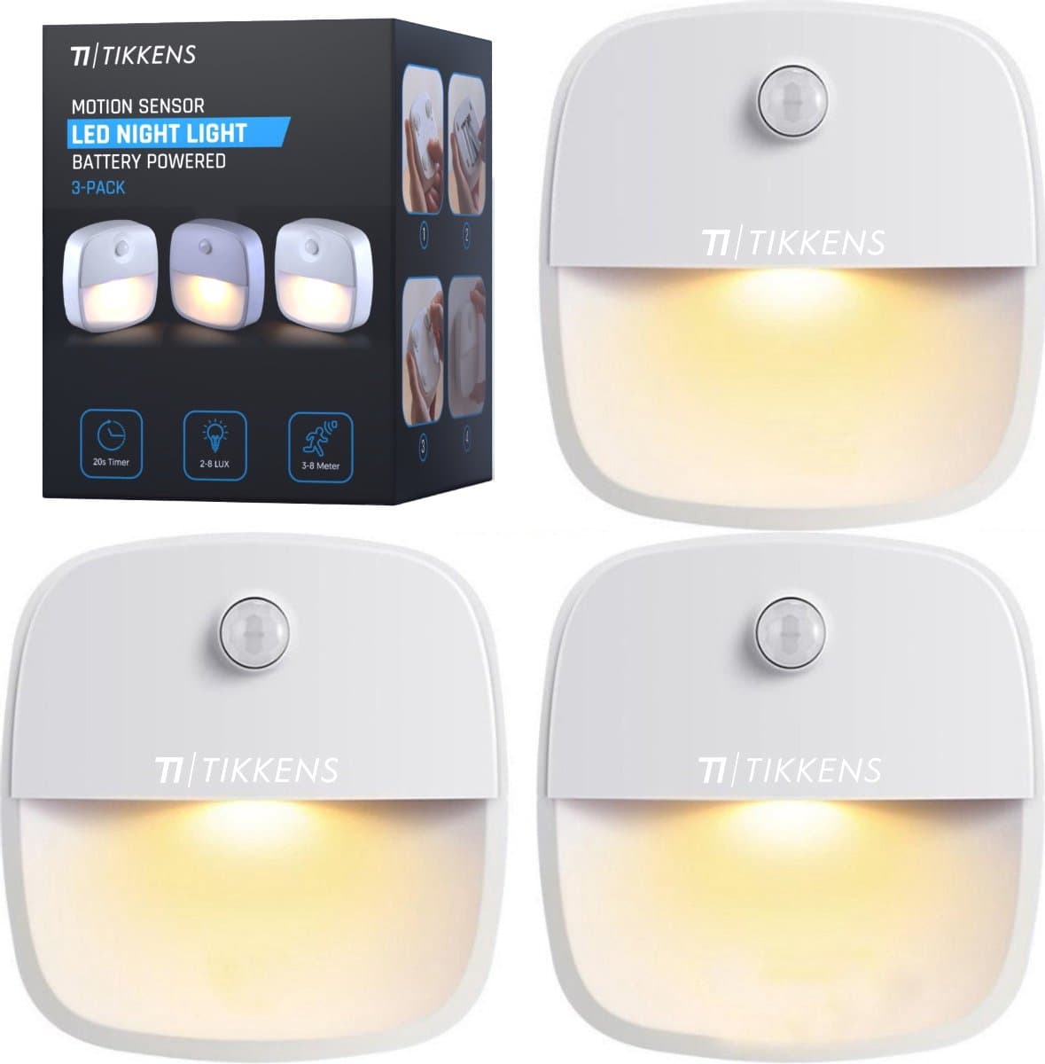 TIKKENS® Nachtlampje met Bewegingssensor - 3 Stuks - LED Kastverlichting en Trapverlichting met Sensor - Draadloos op Batterij (EAN: 5430001973266): Wat het gemiddelde DIY-gezicht zegt… 😄