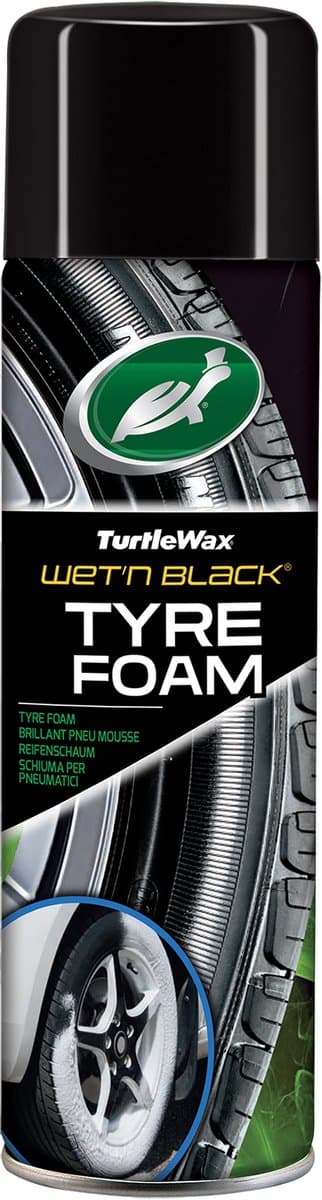 Turtle Wax Wet N Black Banden Foam - 2 in 1 schuimformule - Geeft rijke zwarte glans - Siliconenpolymeren zorgen voor een beschermlaag - 500ml (EAN: 5010322531668)