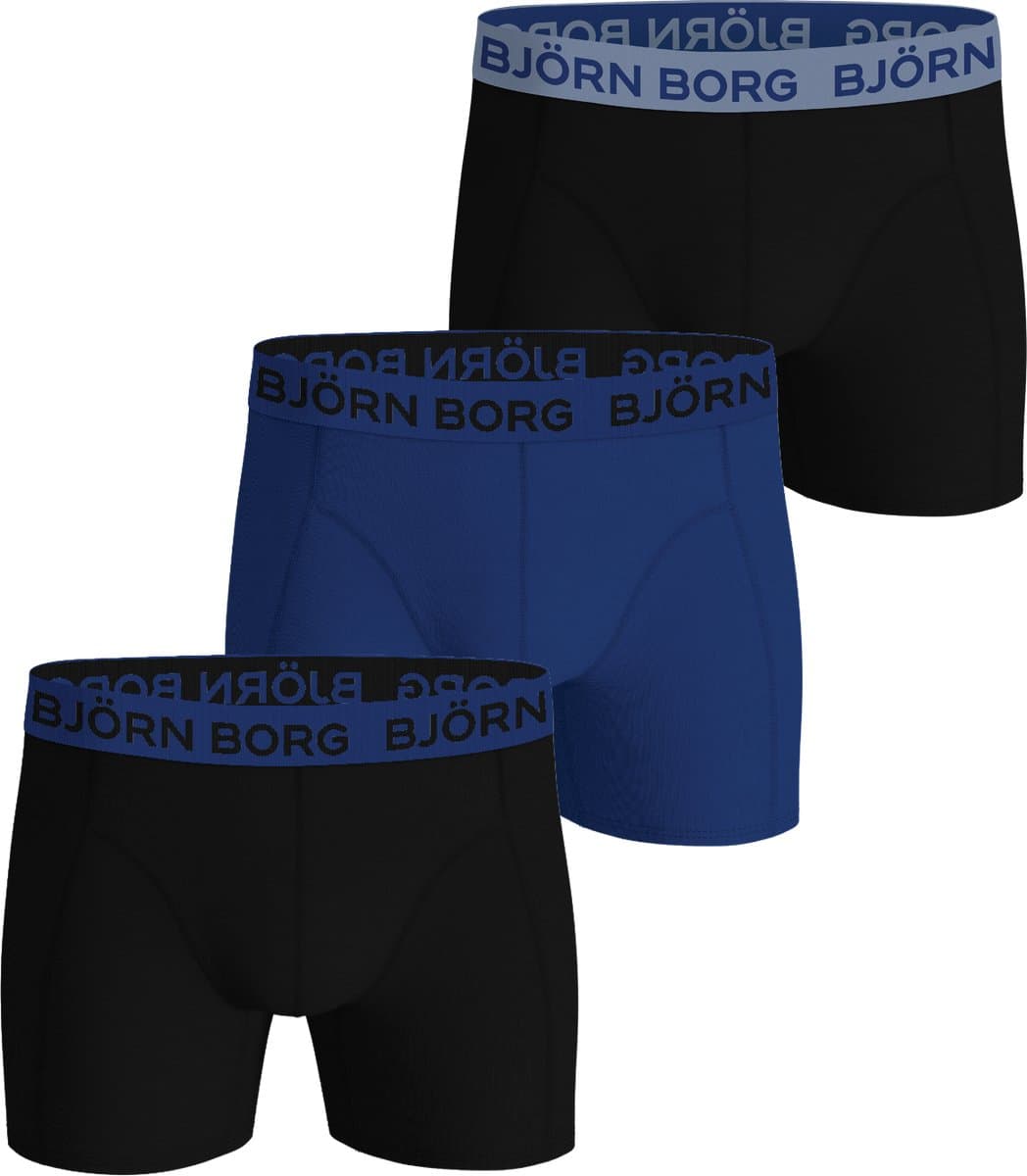 Björn Borg Cotton Stretch Boxershort Heren - Zwart/Blauw/Zwart - 3 stuks - Heren onderbroeken - Katoenen Boxer - Maat L (EAN: 7321465822215)