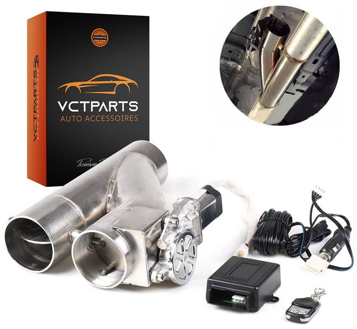 VCTparts® Elektrische Uitlaat Kleppensysteem 2.75inch 70mm Universeel Draadloos met Afstandsbediening – Dubbele Pijp Performance Upgrade (EAN: 8720968900212)