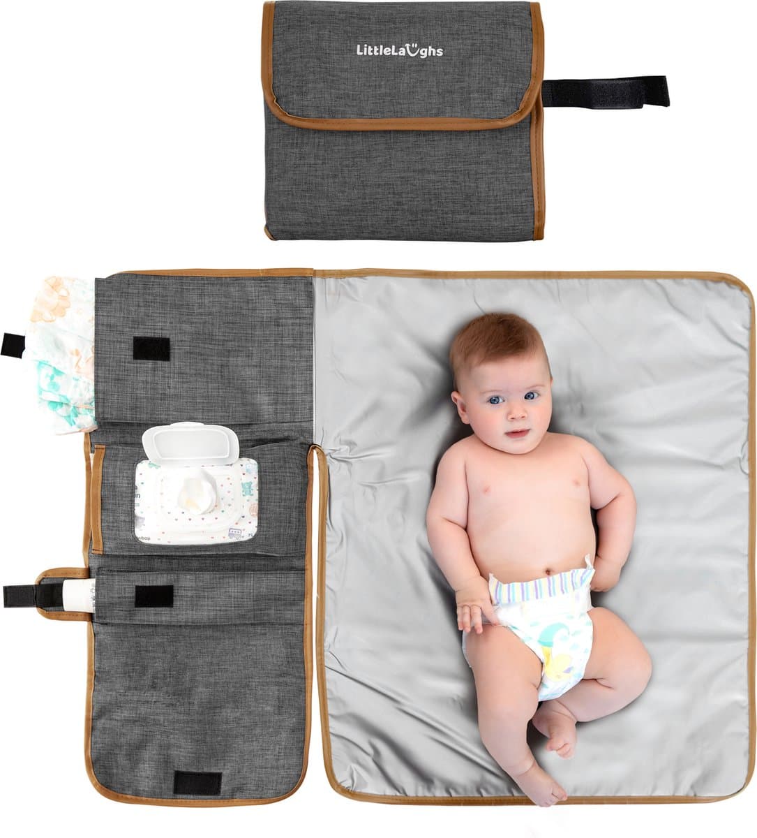 LittleLaughs Verschoningsmatje Voor Onderweg - Draagbaar Verschoonmatje - Luieretui - Perfect Kraamcadeau - Veel Ruimte & Waterbestendig (EAN: 8720618229939)