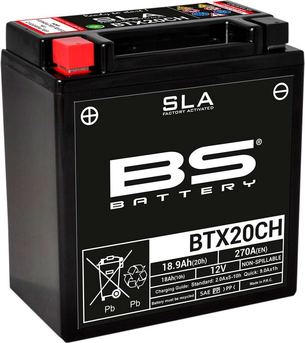 Bs Battery BTX20CH YTX20CH Accu - geseald af fabriek - 12V - 18Ah - 270 CCA (EAN: 3564093007669)