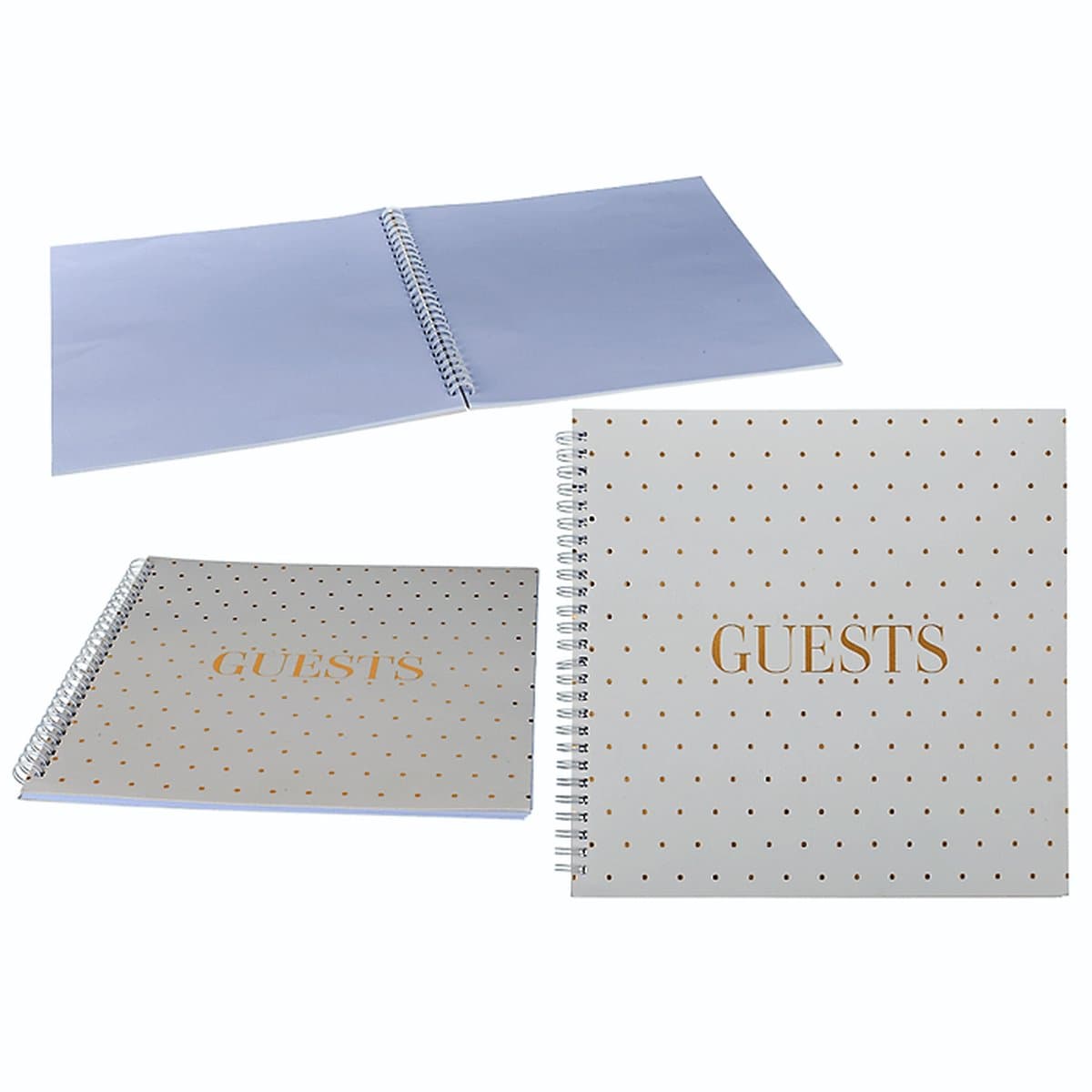 Gastenboek / Album - Gastenboeken - Receptieboek - Bruiloft - Kraamvisite boek - Wit/Goud - Spiraal 24 x 24 cm - 88 blz (EAN: 4029811462193)
