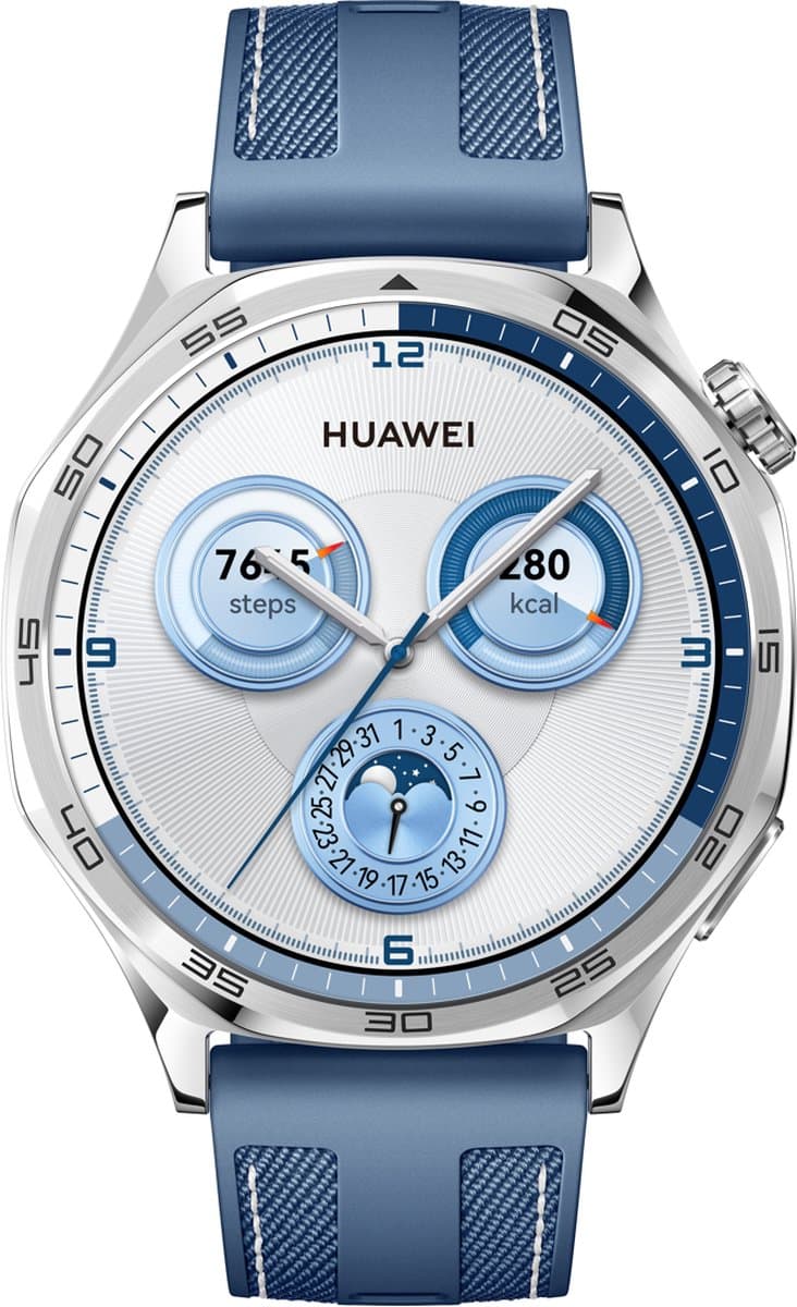 HUAWEI WATCH GT5 46mm Blauw Geweven Horlogeband - Verbeterd 24/7 gezondheidsbeheer - Tot 2 weken batterijduur - Compatibel met iOS & Android (EAN: 6942103132001): Wat valt er te zeggen