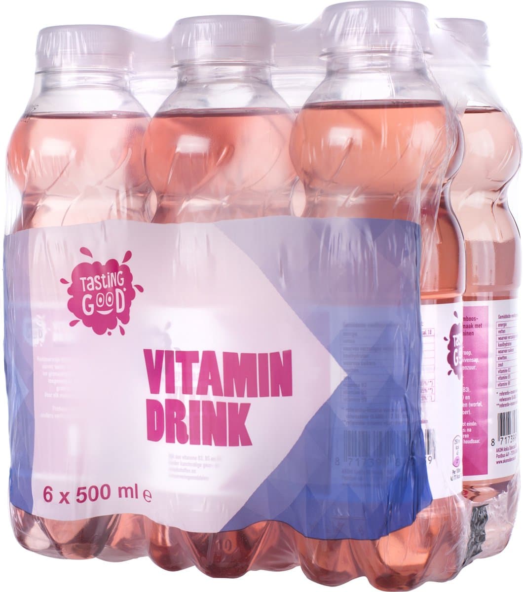 Tasting Good - Vitamin Drink - Framboos&Granaatappel - pet fles - 6x50 cl (EAN: 8717399840538)
