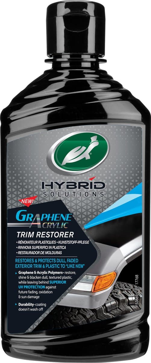 Turtle Wax HS Trim Restorer - Herstelt & beschermt dof vervaagd kunststof – Verdiept de zwarte kleur - Superieure UV bescherming - Bestand tegen wassen & weersinvloeden - 296ml (EAN: 5010322538698)