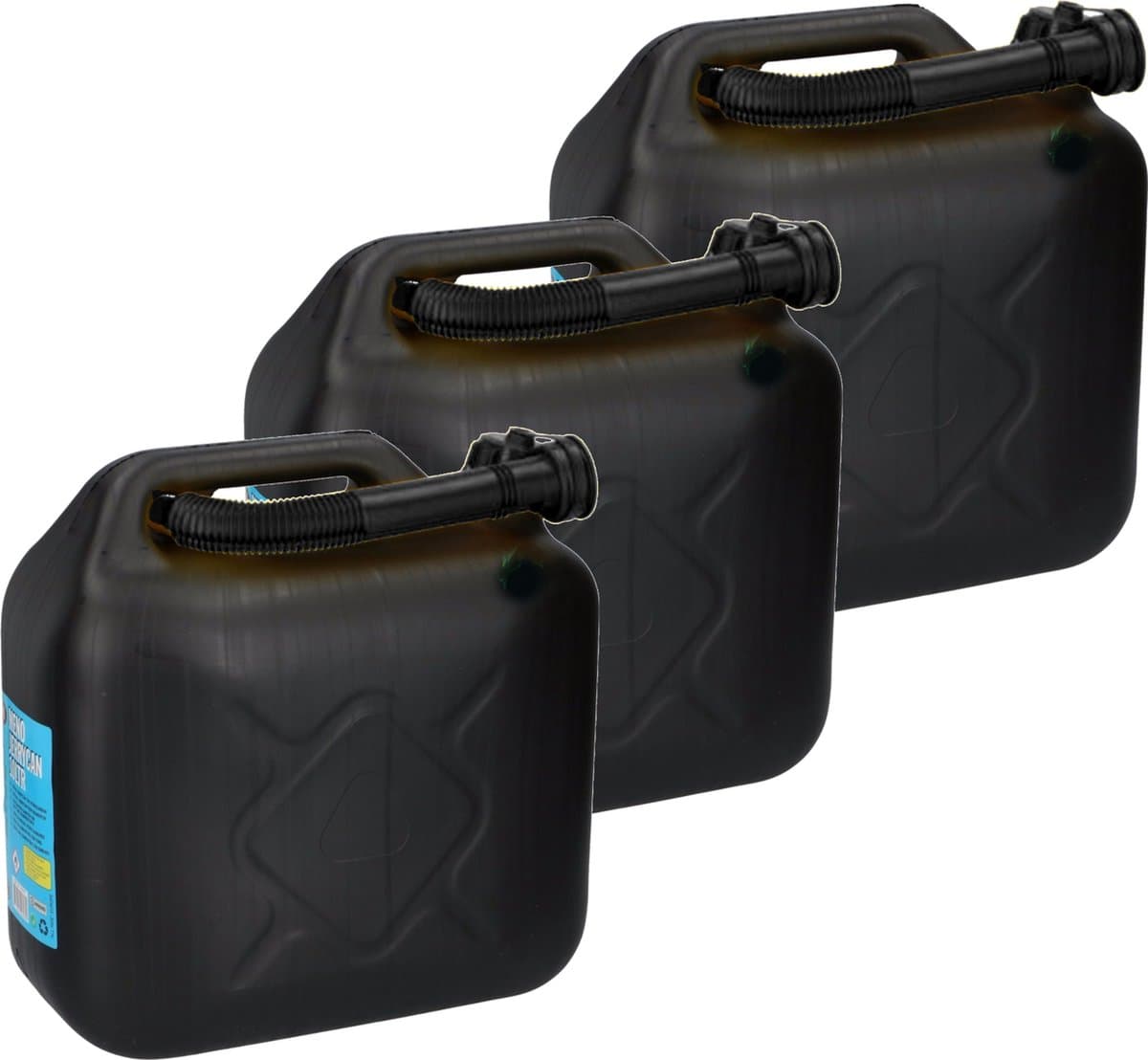 Jerrycan 10 liter zwart voor brandstof - 3x - incl. schenktuit - o.a. voor benzine / diesel (EAN: 8720576137482): Waarom ik hem kocht  Ik had al een paar kleine jerrycans liggen, maar ze voelden vaak te slap of leken wel “niet echt veilig”. Toen i...