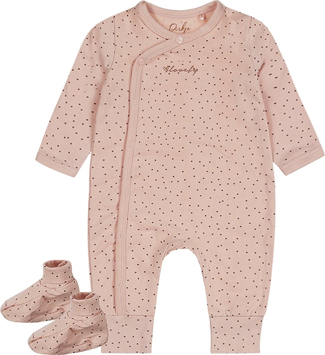 Dirkje - Boxpak met slofjes - Bio Katoen - Light Dusty Pink - bruin stipje - Maat 44 (EAN: 8720815356285)