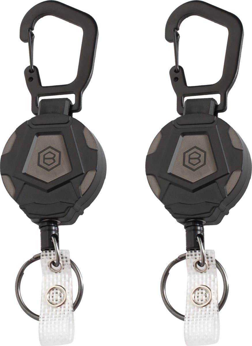 Brutix Uittrekbare Sleutelhanger - Zwart - 2 Stuks - Sleutelkoord - Karabijnhaak (EAN: 8720387002870)