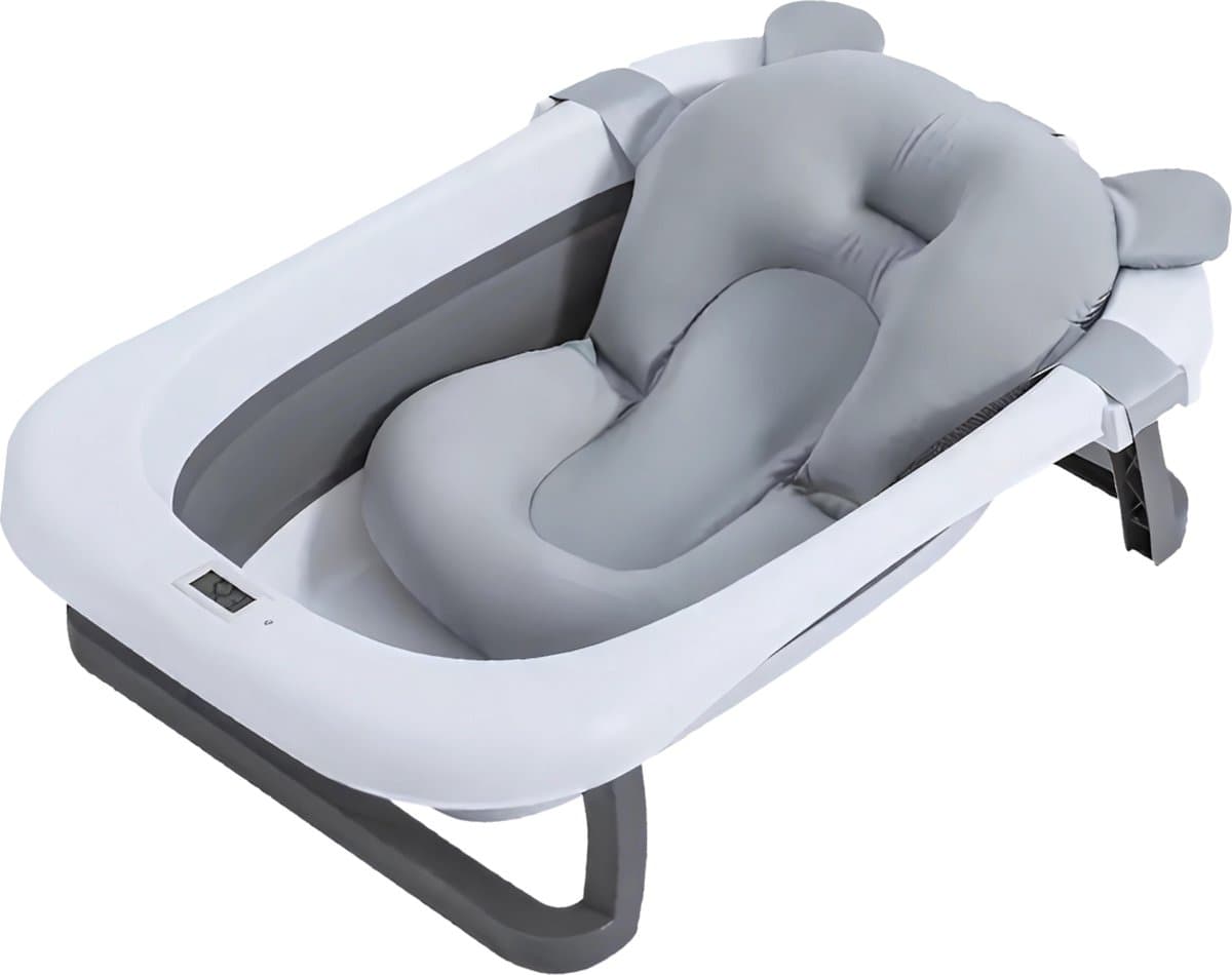 GoudenGracht Baby Bad - Babybad - Babybad met standaard - Opvouwbaar - Digitale Thermometer - Grijs (EAN: 8721139670385): Opvouwbaar gemak – minder rommel, meer tijd voor spelletjes 🧺