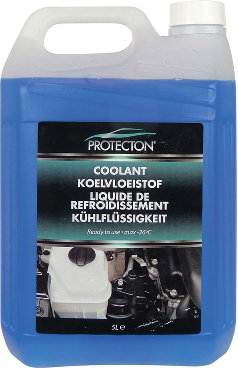 Protecton Koelvloeistof Kant & Klaar - Geeft bescherming tot -26°C - Beschermt het hele jaar door -Tast geen lak, rubber of metaal aan - Veilig voor radiator - Voorkomt kalk- en schuimvorming - 5 Liter (EAN: 8711293463985)