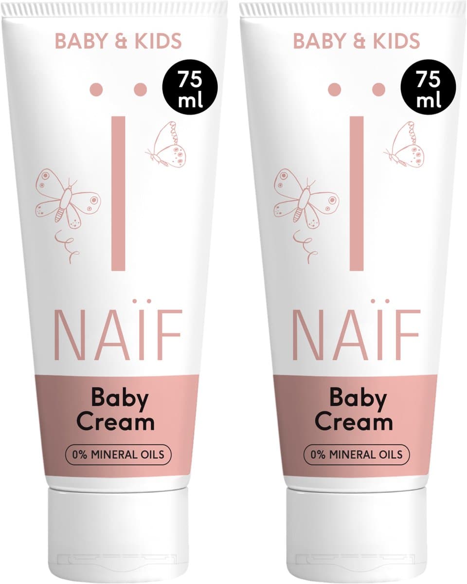 Naïf Baby Crème Voordeelset – Baby & Kind – Droge & Gevoelige Huid – Natuurlijke Ingrediënten – 2x75ml (EAN: 8717953117335)