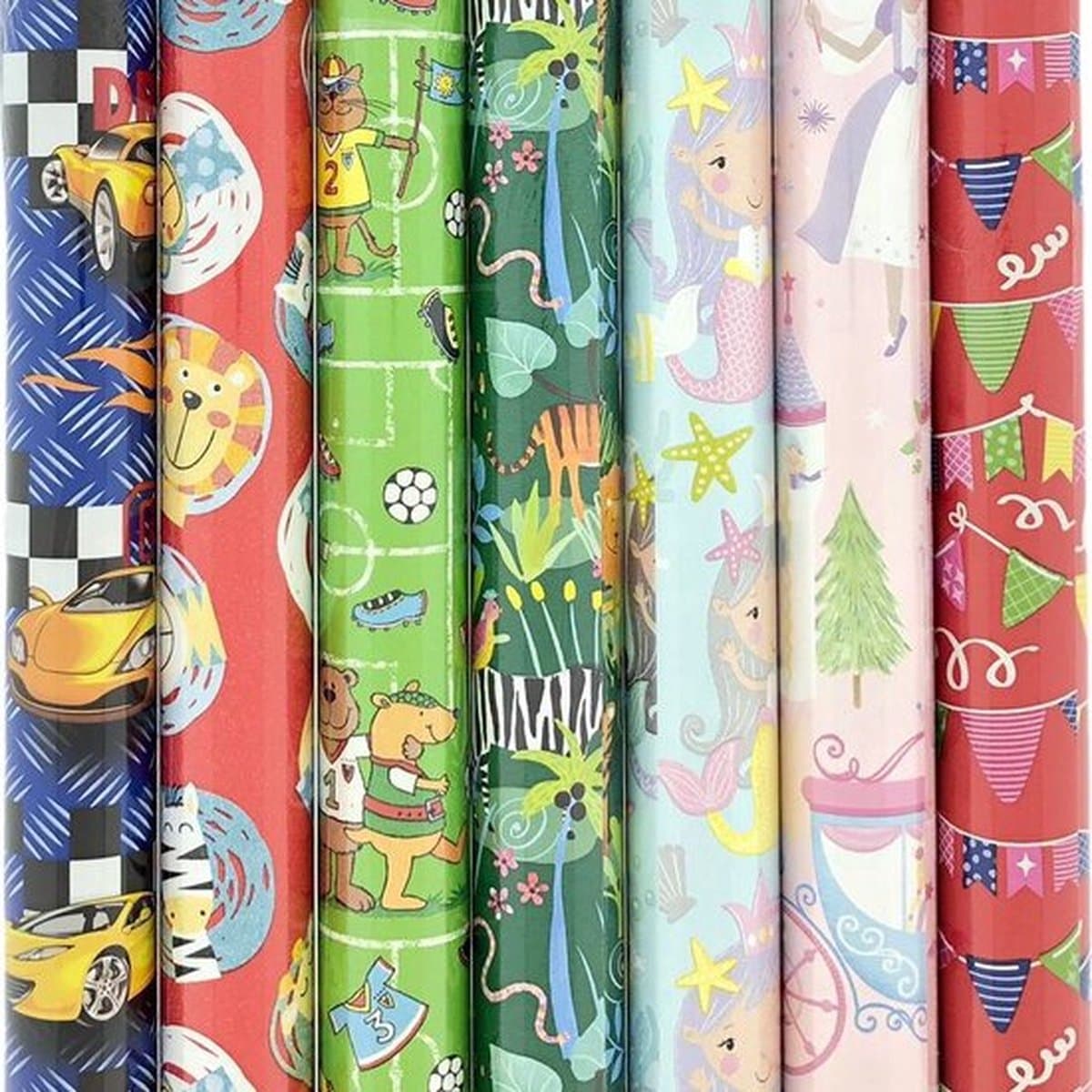 Präsenta Assortiment luxe cadeaupapier inpakpapier voor kinderen 6 - 200 x 70 cm - 3 rollen (EAN: 8718998022653)