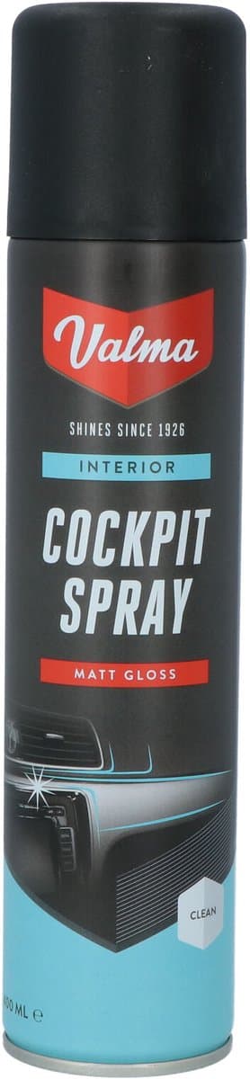 Valma Cockpitspray – Matglans - Reinigt, verzorgt en brengt glans terug - Antistatisch - Eenvoudig in gebruik - Voor kunststof en leer - 400ml (EAN: 8711293446094)