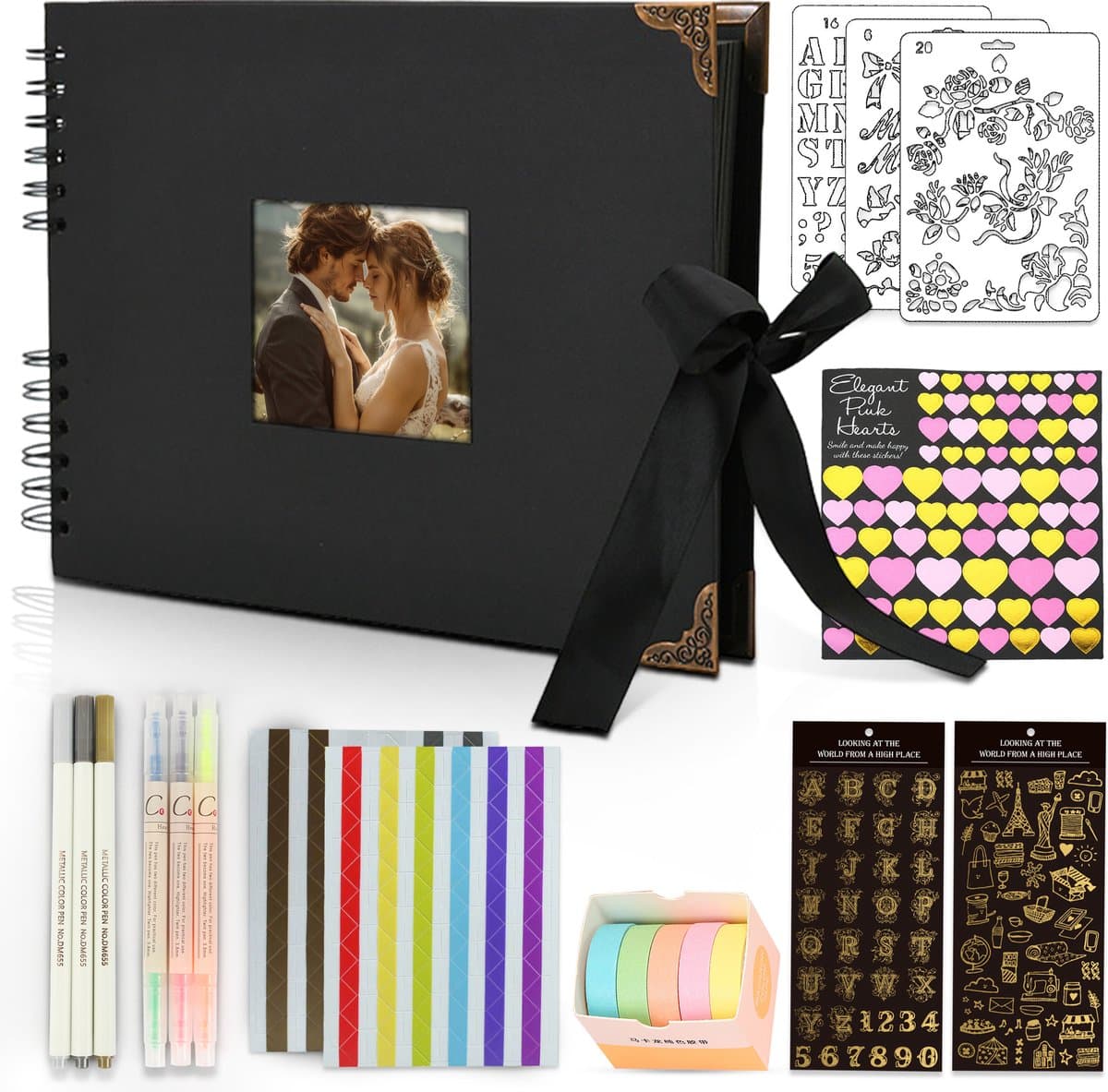 Upliness Scrapbook - Incl. Accessoires - Scrapbook - Fotoboek - 297 DELIG - Fotoalbum - Gastenboek - Zwart met Accessoires (EAN: 8720892484840)