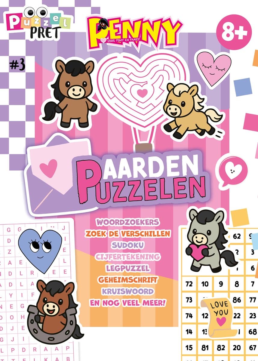 Penny Puzzelpret 3 - Puzzelboek Kinderen - Puzzelboek - Puzzelboeken - Sudoku Kinderen - Paarden Spullen - Paardencadeaus - Puzzelen - Puzzels - Puzzel boek - Speelgoed - Creatief - DIY - Breinbreker - Speelgoed Meisjes - Vakantieboek - Winterboek...