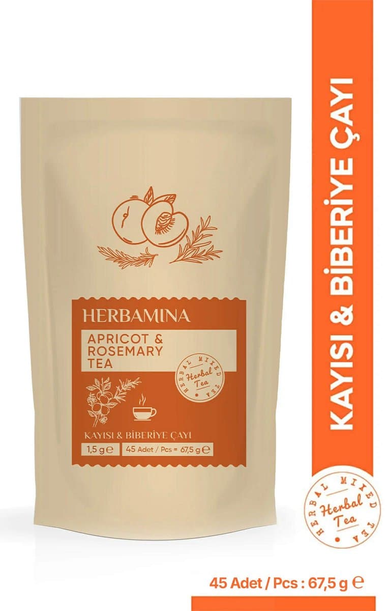 Herbamina Thee Abrikoos & Rozemarijn Gemengde Kruidenthee 45 theezakjes (EAN: 8684779424131)