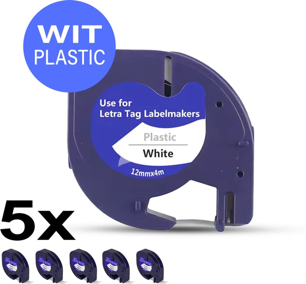 5 Stuks - Navulling Geschikt Voor Dymo LetraTag Labelprinter - dymo letratag navulling - Compatible Labels 91201 / S0721610 - Zwart op Wit Plastic - 12 mm x 4 m - Etiketten/Labeltape (EAN: 8721249549328): Waarom ik deze navulling heb uitgekozen