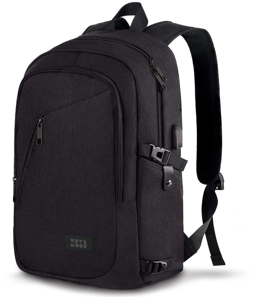 TRVLMORE 25L Rugzak - Rugtas met 15,6 Inch Laptopvak - Schooltas - Laptoptas - Spatwaterdicht - Heren en Dames - Jongens en Meisjes - Zwart (EAN: 8721055565963)