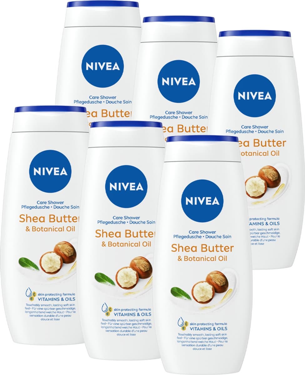 NIVEA Shea Butter & Botanical Oil Douchegel - Shower Gel - met Sheaboter - Voordeelverpakking - 6 x 250 ml (EAN: 4005900727862): Een spa-momentje in je eigen badkamer ✨