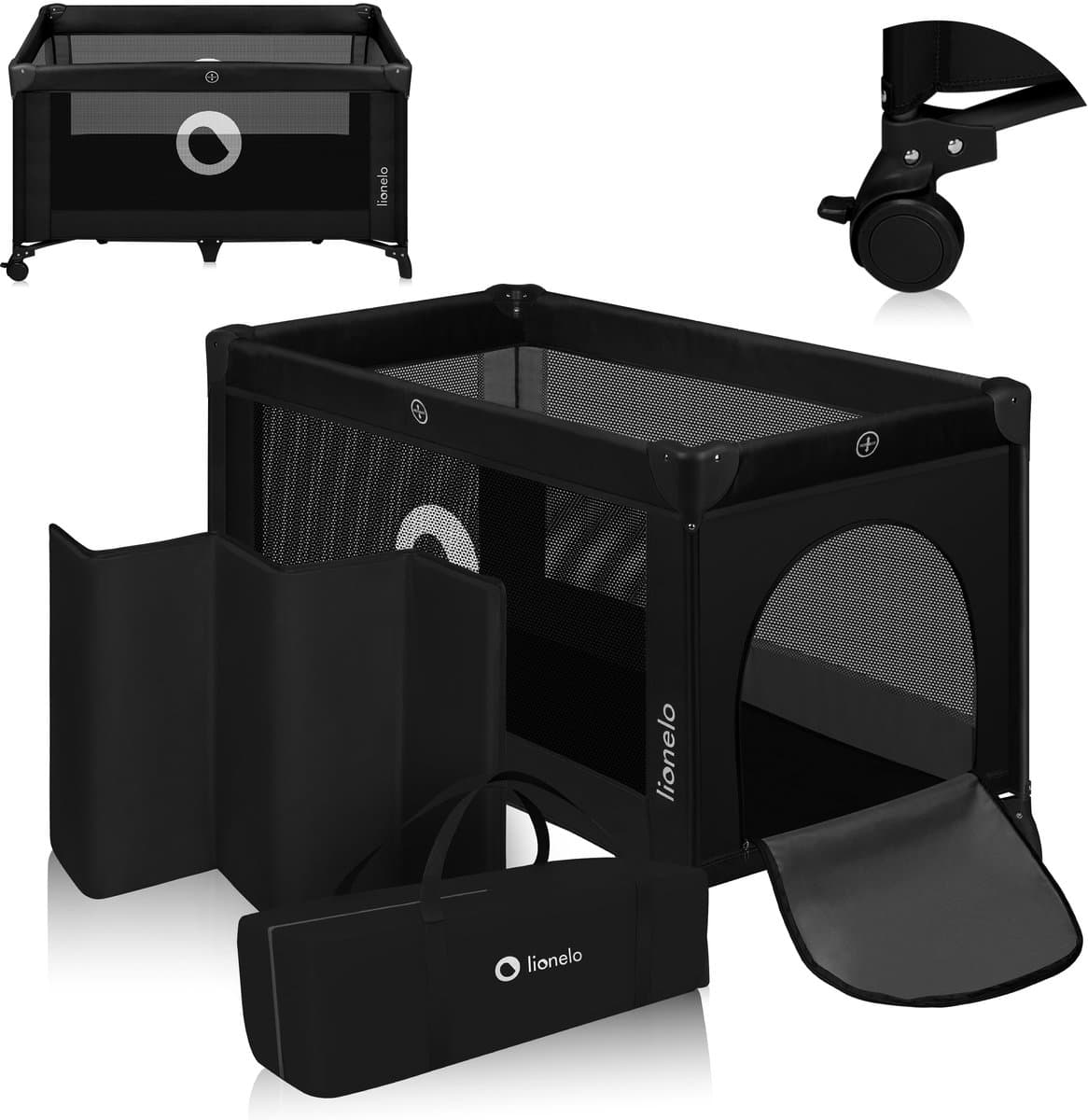 Campingbedje 3 in 1 - Baby Bed / Inklapbare Box / Reisbedje - 60x120 cm - 0-36 maanden / tot 15 kg - MET comfort MATRAS - Zij-ingang met rits - Wielen - Transporttas - Lionelo Stefi Babybed Babybox Ledikant (EAN: 5903771723978)