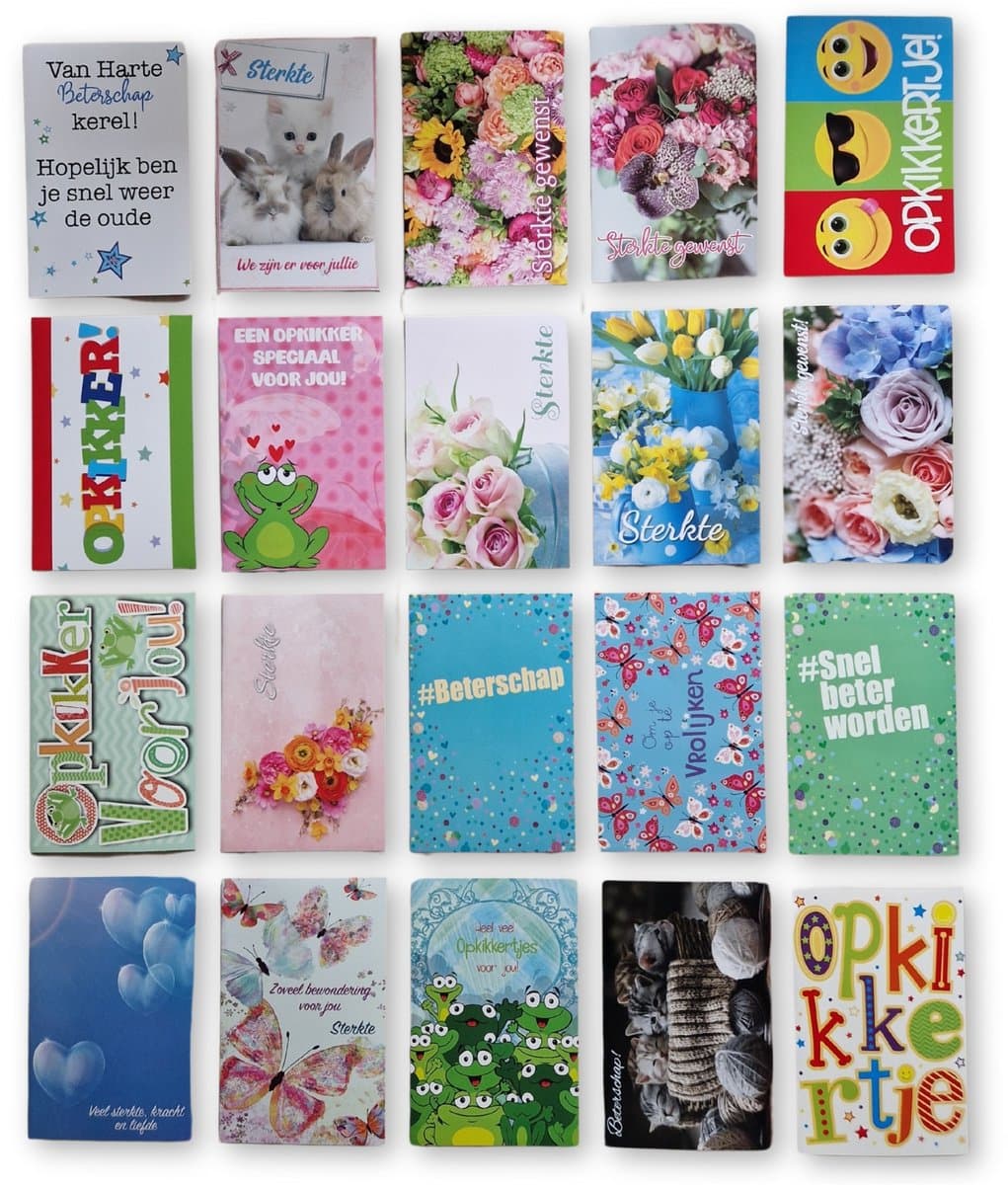 Cards & Crafts 20 Luxe Wenskaarten Beterschap / Sterkte / Opkikkertje - 17x12cm - Gevouwen kaarten met enveloppen (EAN: 7106619165130): **Waarom deze wenskaarten**