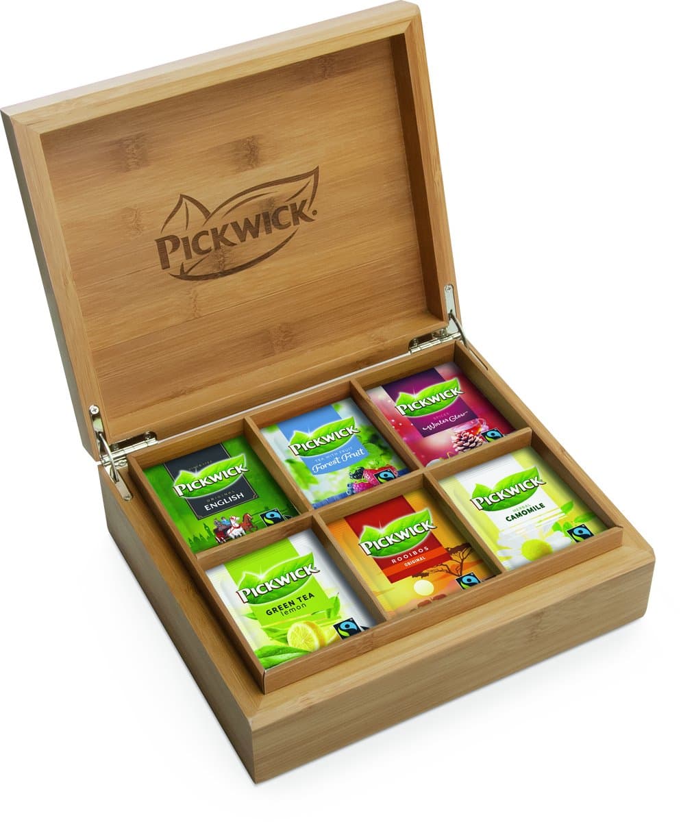 Pickwick Houten Theedoos - Geschenkset - Cadeau idee - 6 veschillende smaken - 60 theezakjes (EAN: 8711000597798)