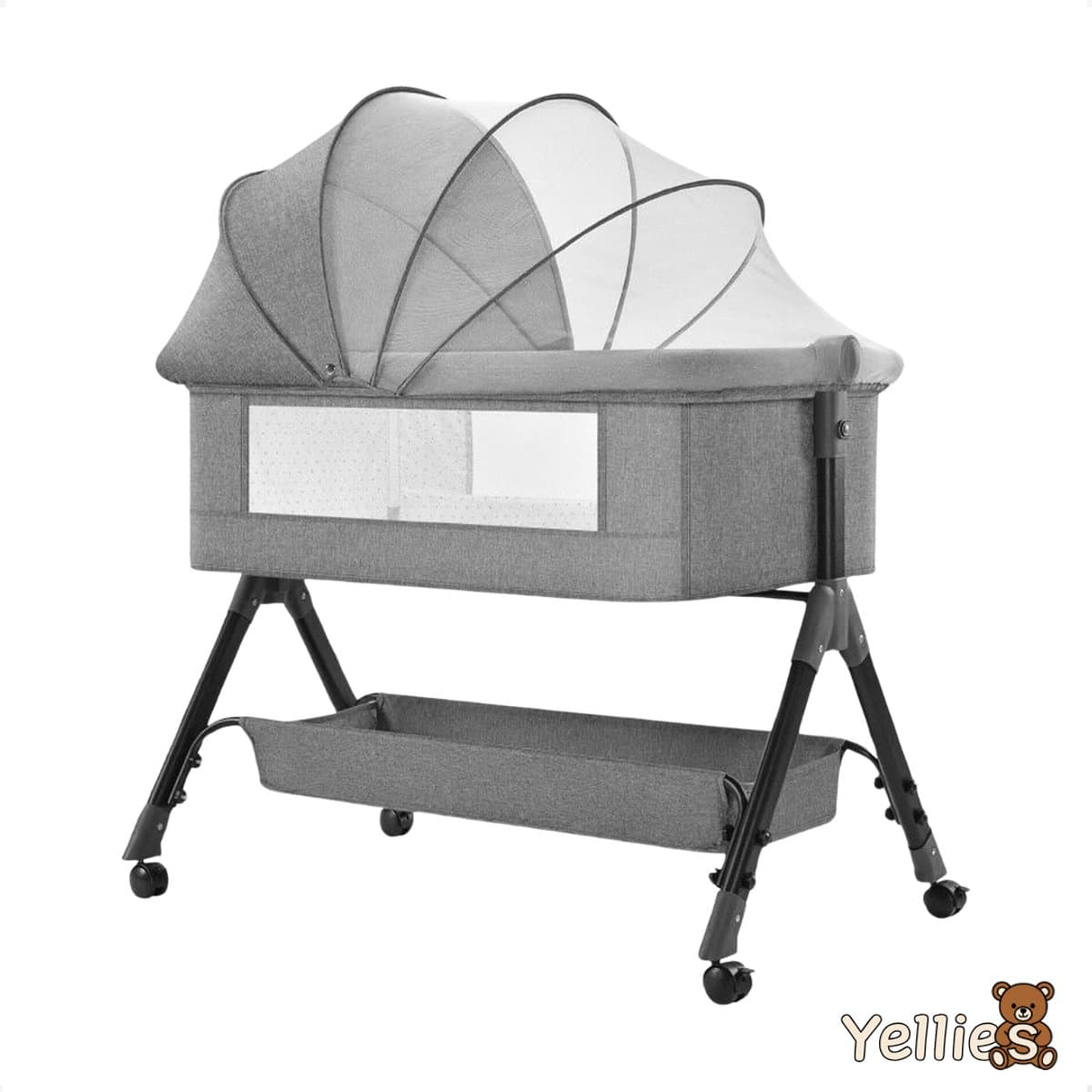 Yellies Co Sleeper - Baby Bed - Peuterbed - Meegroeibed - Schommelfunctie - Verstelbaar - 3 In 1 - Incl. NL Handleiding - Grijs (EAN: 5419980483317)
