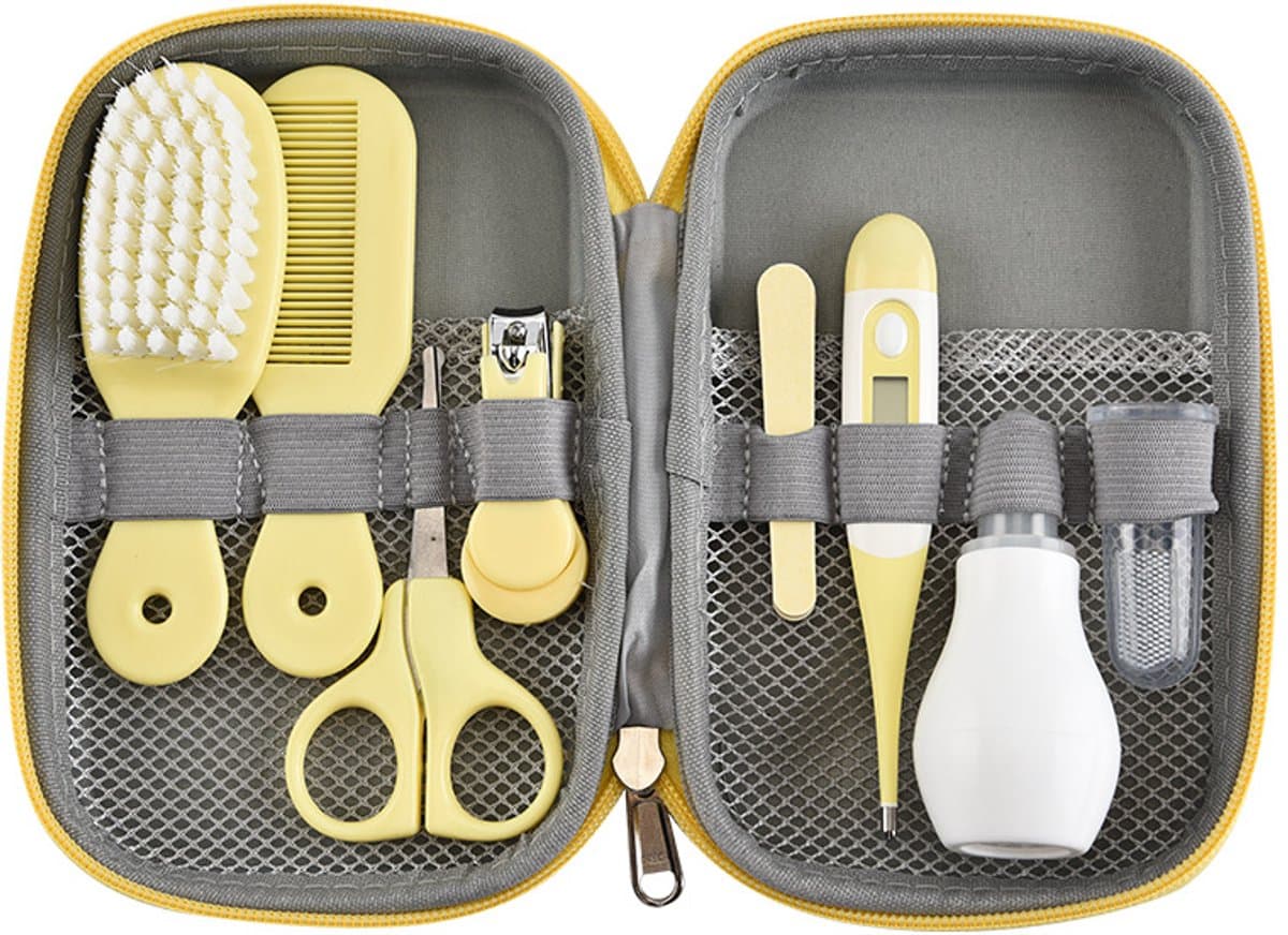 Baby Verzorgingsset - baby manicureset - Baby Verzorgingsproducten - Manicureset en nagelset met nagelknipper, nagelvijl en nagelschaartje - Borstel en kam voor de haarverzorging - Neuszuiger - Kraamcadeau Meisje - LOUZIR (EAN: 8721352991984): Waa...
