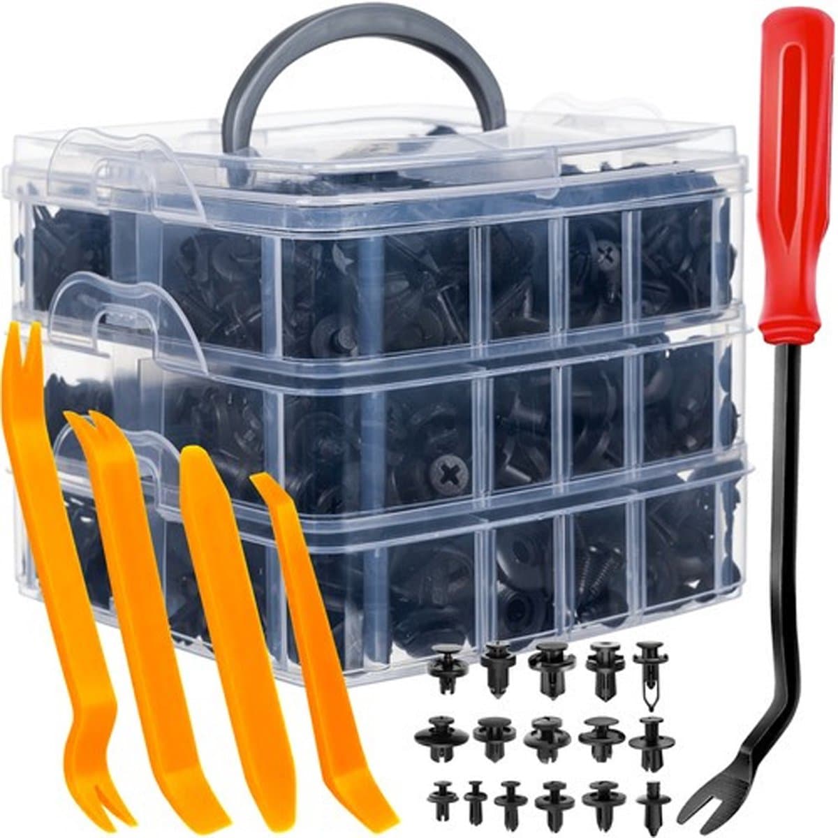 Xtrobb Auto clips set - 620x stuks - Universele bevestigingsclips - incl. verwijdertools (EAN: 5904665714393)