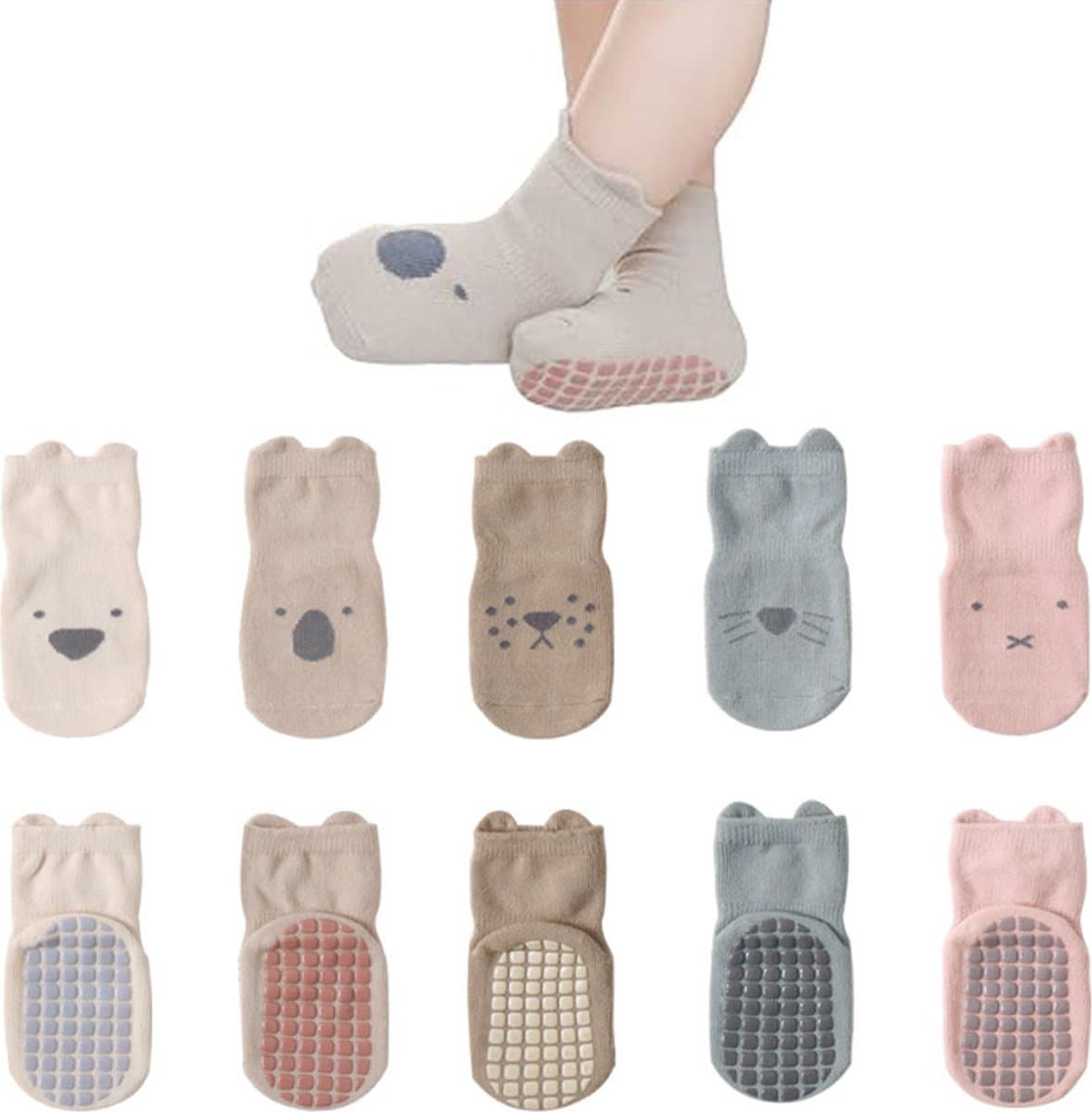 Baby Sokken - 5 Paar - Baby Sokjes - Antislip Sokken - Kind Sokken - Kind Baby - Veelkleurig - Maat M - 1-3 Jaar Oud - Enkelsokken - Slofsokken Baby - Warme Sokken - Sokken - Newborn - Kraam Cadeau - Baby Cadeau (EAN: 9318528832654)
