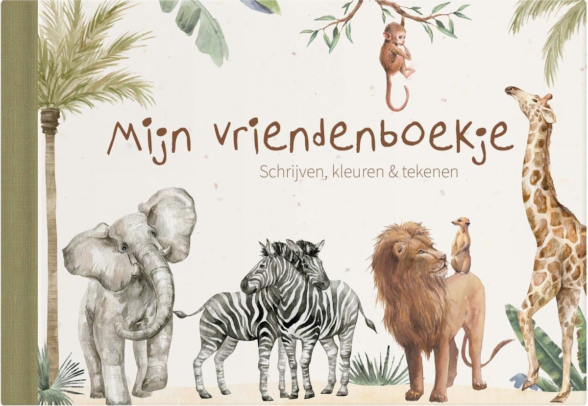 Vriendenboekje jongens | Vriendenboekje meisje | Vriendenboekje safari / jungle | kleuren en tekenen | Writemoments (EAN: 6097337191161)