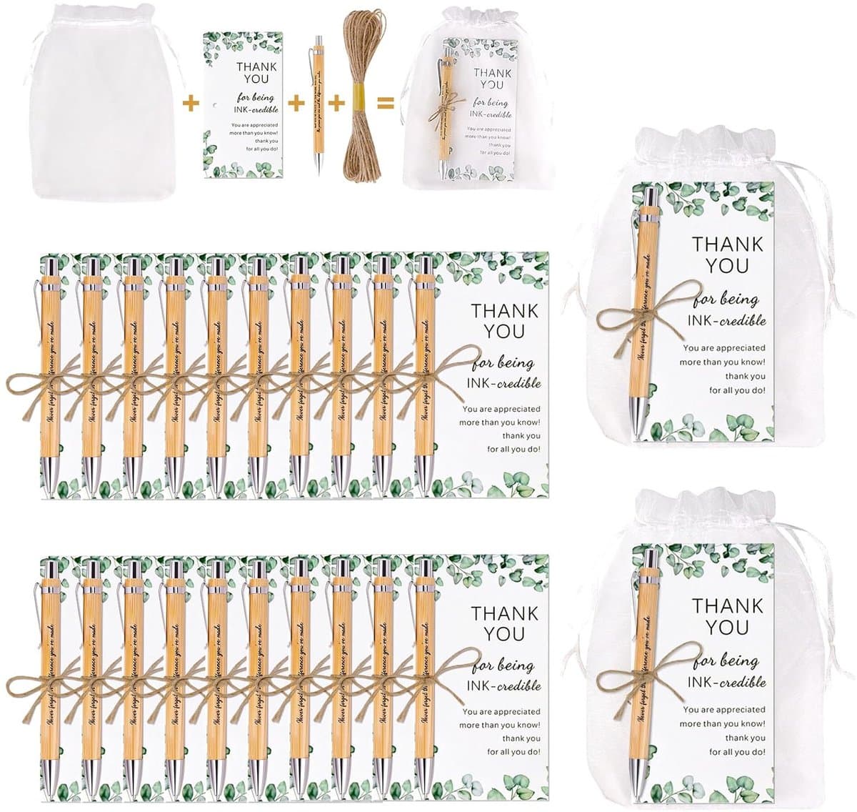 24-delige Gelukspennen Set - Bedankjes en Afscheidscadeaus voor Collega's en Leraren - Organza Zakjes en Wenskaarten (EAN: 9022363662535): Het idee achter de set is indrukwekkend een perfecte combinatie van organisatie, design en prachtige materia...