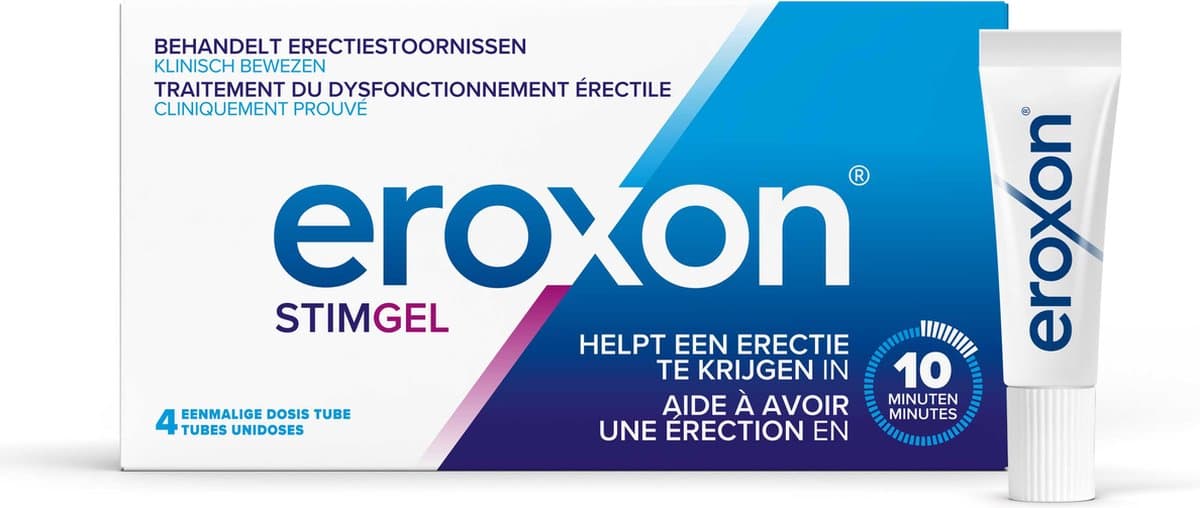 Eroxon Stimgel - Helpt een erectie te krijgen in 10 minuten - Behandeling van impotentie - Stimuleert doorbloeding penis - Makkelijk en veilig in gebruik - Klinisch bewezen - Compatibel met latex condooms - 4 tubes (EAN: 8711744055509)