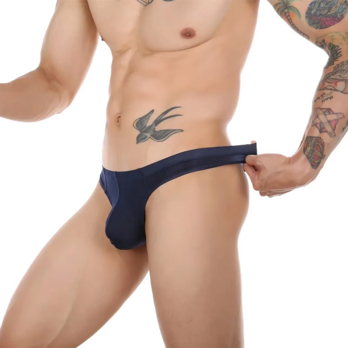 Heren String Transparant - G-String Doorzichtig Donkerblauw - Sexy Mesh Design - Mannen Onderbroek - Lingerie Voor Mannen - Ondergoed Maat M (EAN: 8785290591965)
