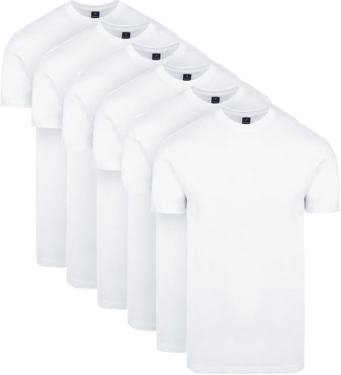 Suitable Obra T-Shirt Hoge ronde Hals Wit 6-Pack - Maat M - Heren - Basic T-shirt Heren (EAN: 8720836825104)