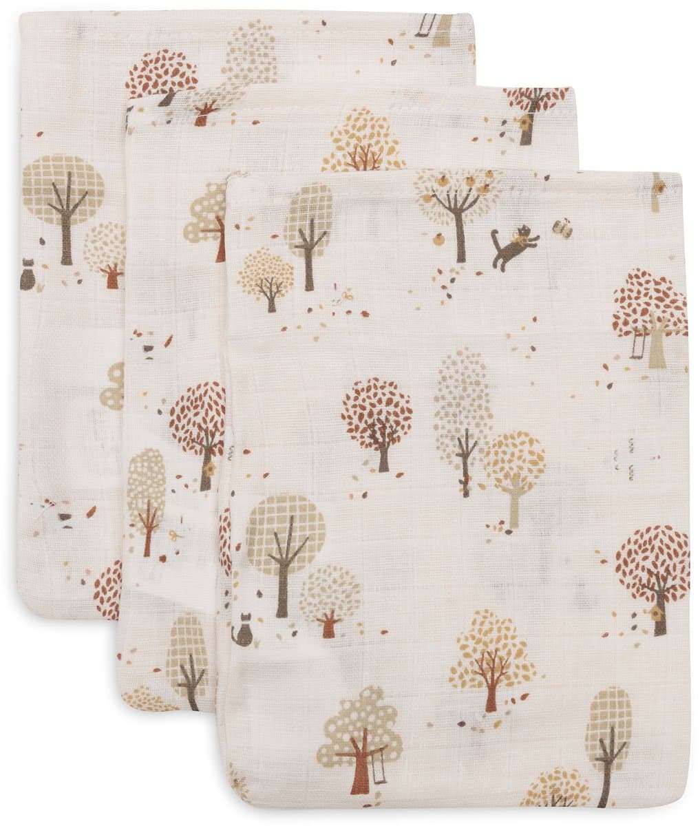 Jollein Hydrofiele Washandjes 15x20cm - Tiny Park - Katoen - 3 Stuks (EAN: 8717329400726)