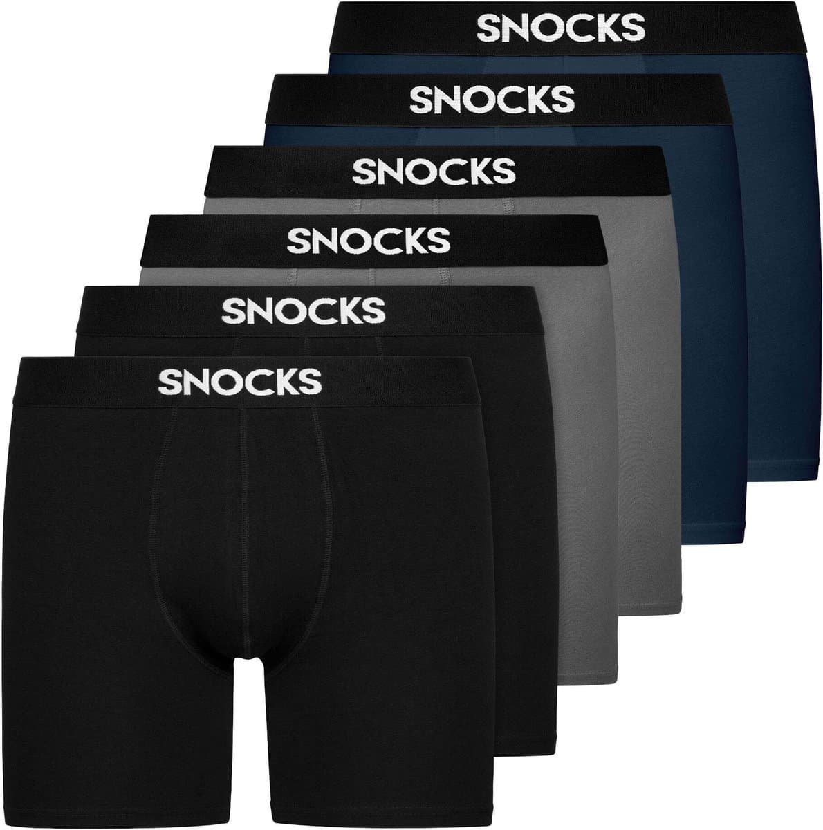 SNOCKS Boxershorts Heren - Onderbroeken Heren - Ondergoed Heren - met extra lange pijpen - Biologisch Katoen - Duurzaam Cadeau - 6 Stuks (EAN: 4260765562007)
