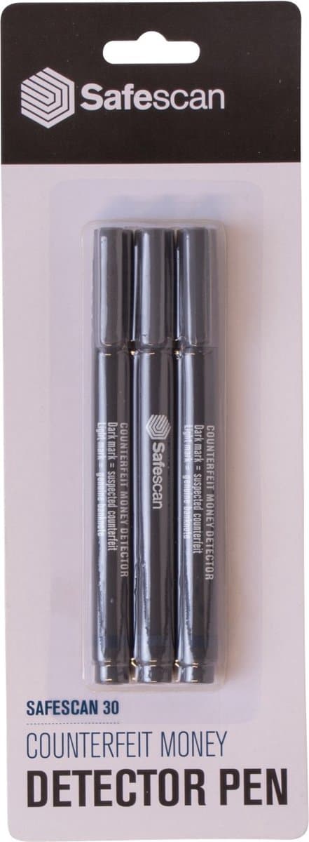 Valsgeld detectiepen Safescan 30 grijs blister à 3 stuks (EAN: 8717496332158)
