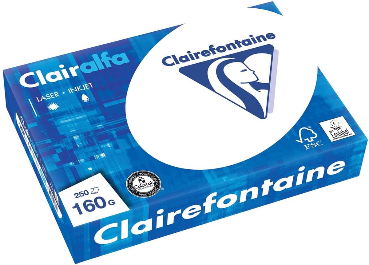 Clairefontaine Clairalfa presentatiepapier - A4 - 160 gram - pak van 250 vel (EAN: 3329680261806)