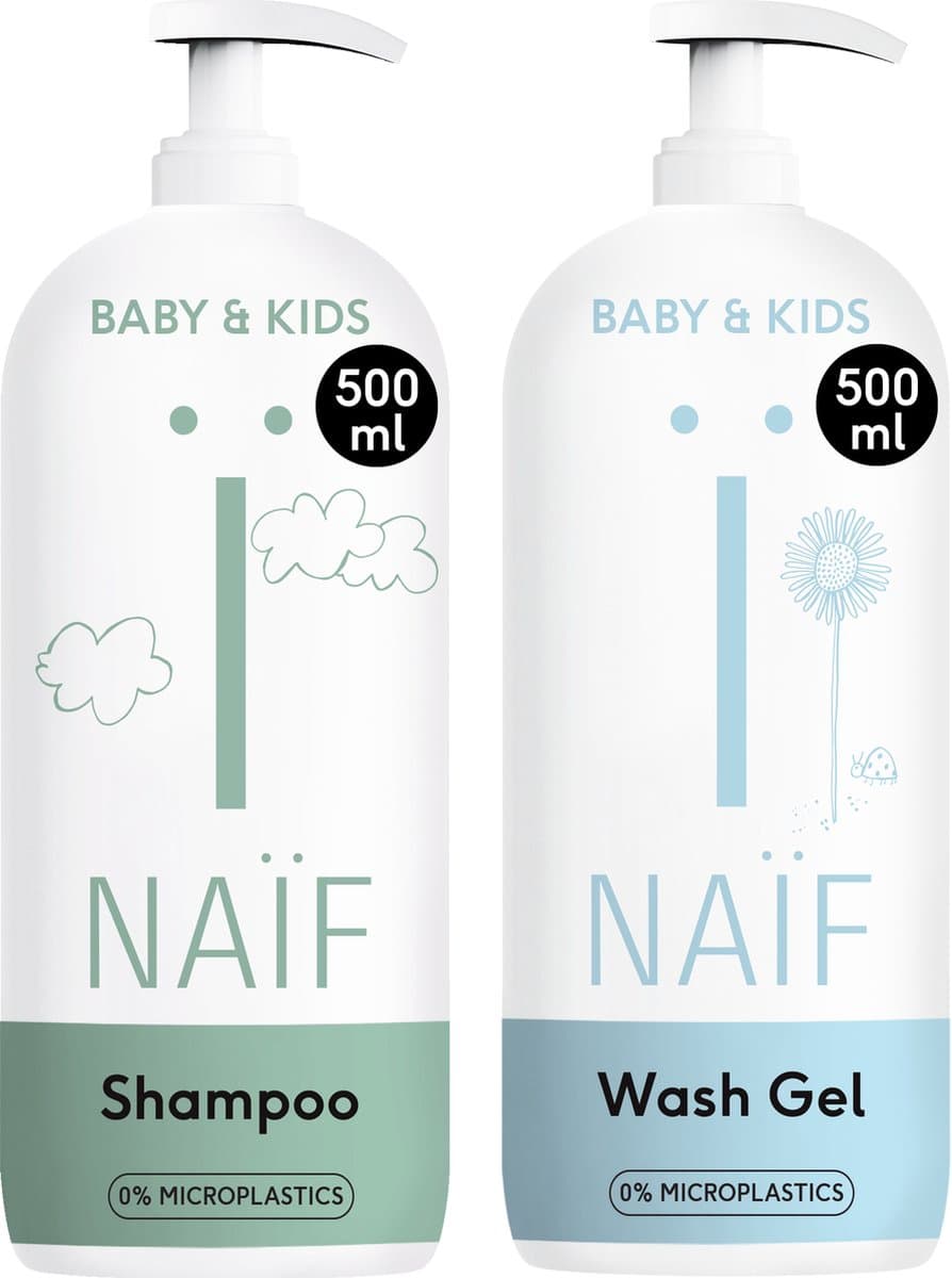 Naïf Baby - Shampoo & Wasgel Voordeelset - Babyverzorging - XL Pompfles - Natuurlijke Ingrediënten - 2x500ml (EAN: 8719189451351): **Wat is Naïf Baby**