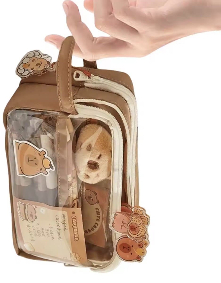 Capybara etui - Pennenzak met capibara - Schooletui - Met accessoires - 20/12CM - Bruin - CHPN (EAN: 8721101410186)
