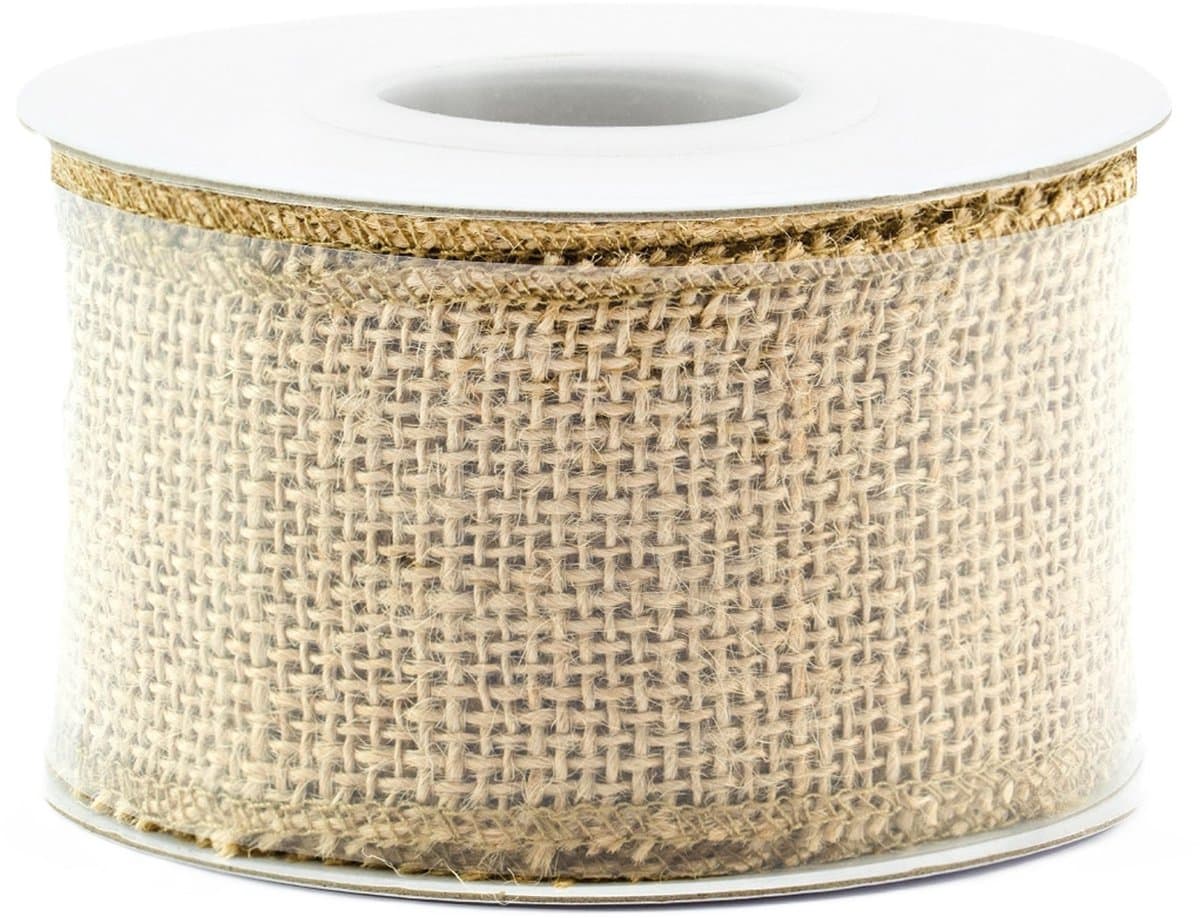 Jute cadeaulint / decoratielint - 5 x 500 cm - op rol - Juten lint / touw - Cadeauverpakkingen - Sierlint - beige (EAN: 8720147306774)