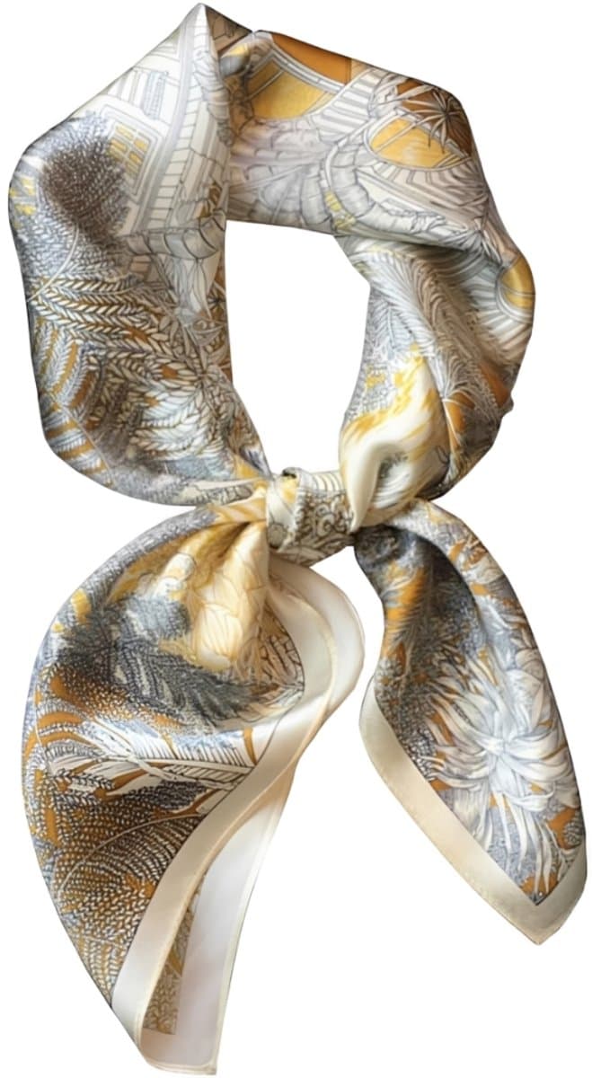 Zijden sjaal - zijden sjaaltje dames - vierkante sjaal - kleine halsdoek - hoofddoek - modeaccessoire - 70*70 cm - Meerkleurig (EAN: 8581708428171): De eerste ontmoeting een vleugje glamour in mijn kast