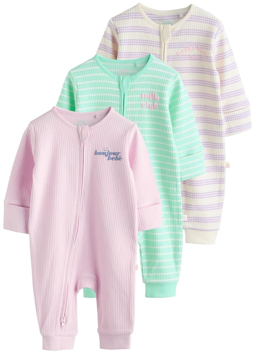 Next paars - Milk Club baby pyjama's met tweezijdige rits, 3 stuks verpakking (EAN: 5063599186536)