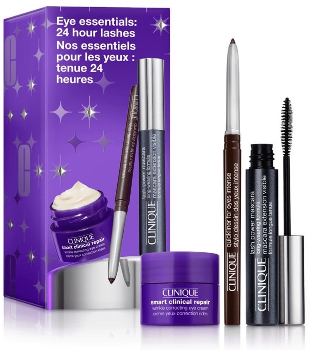Clinique 24 hour Lashes | 6 ml + 14 gr + 5 ml | Set 3 st: Mascara 7ml + Quickliner for Eyes + Eye Creme 5 ml (EAN: 0192333275757): **Wat is dit product eigenlijk**