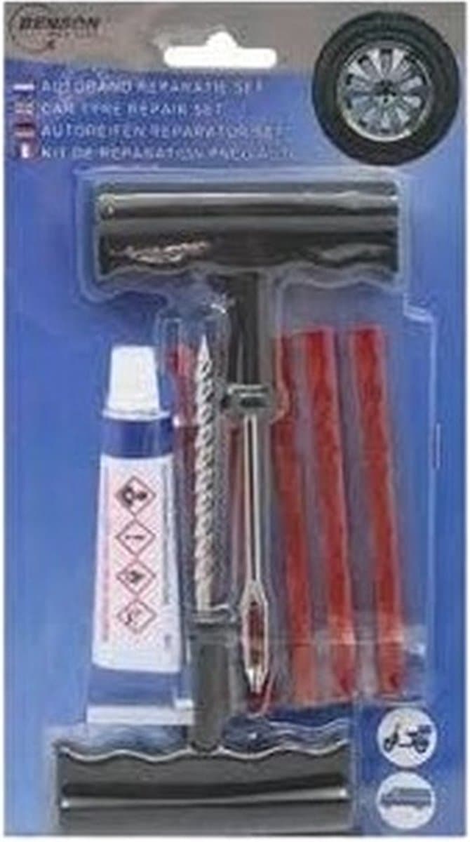 Benson Autoband reparatie - plak set - 9-delig - Bandenplakset (EAN: 8719538809185): 📦 Wat zit er in de doos