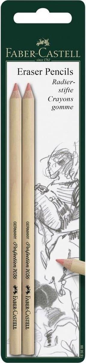 Faber-Castell gum potlood - 2 stuks op blister - FC-185698 (EAN: 4005401856986)